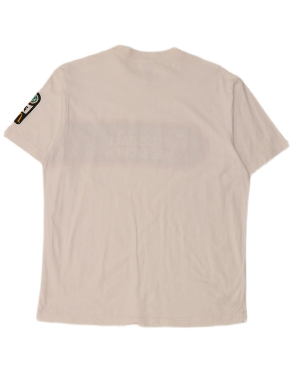 Adidas Mens Graphic T-Shirt Top Large White Colourblock Cotton