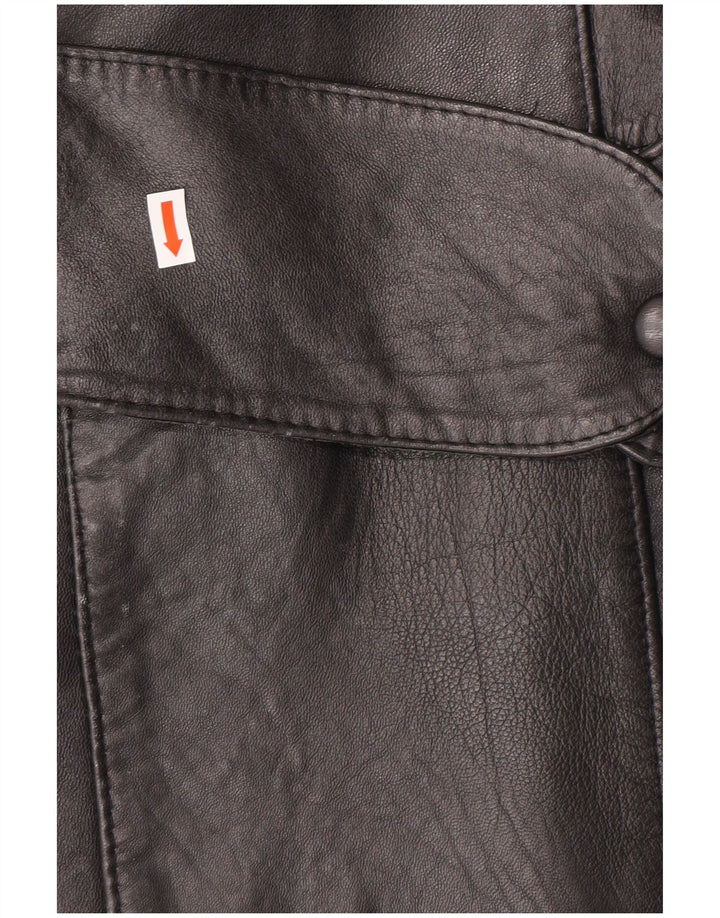 SARDAR LONDON Womens Oversized Leather Coat UK 10 Small Black Leather