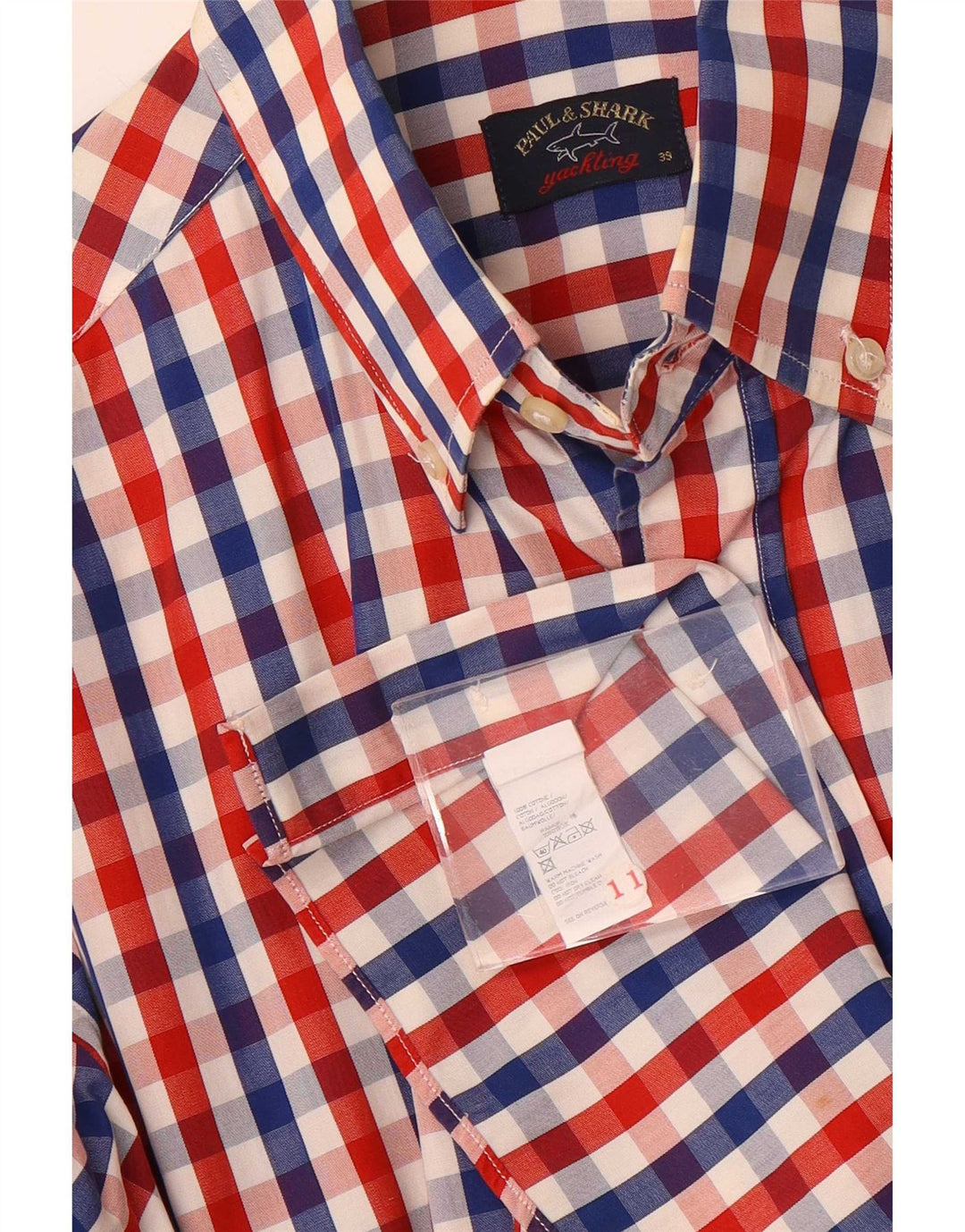 Paul & Shark Mens Shirt Size 39 Medium Multicoloured Gingham Cotton