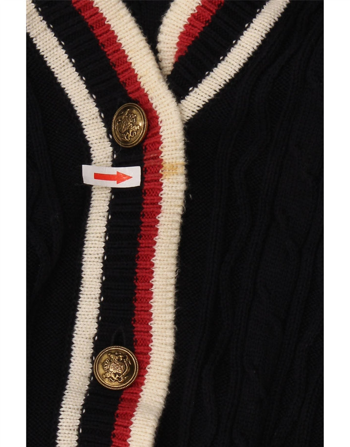 JAEGER Womens Oversized Cardigan Sweater UK 10 Small Navy Blue Colourblock