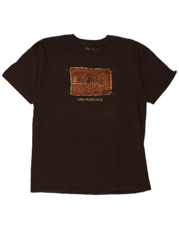 Hard Rock Cafe Mens San Francisco Graphic T-Shirt Top Large Brown Cotton