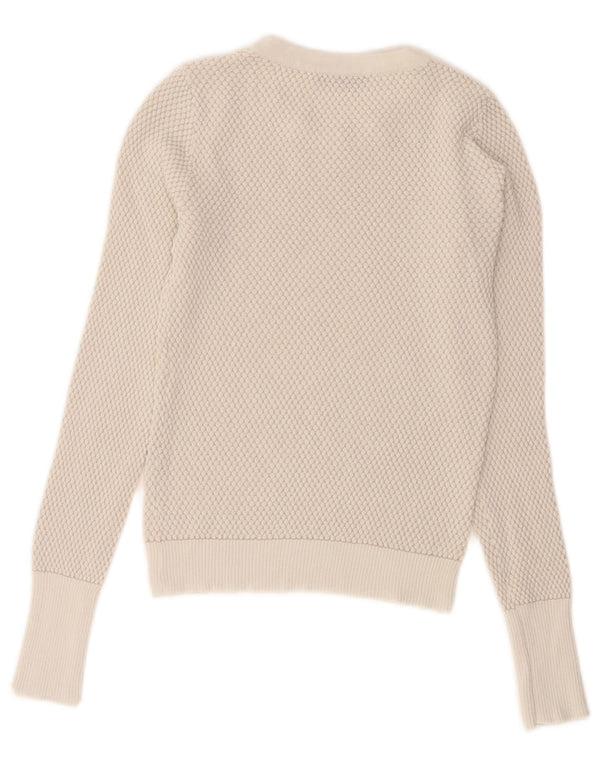 Zara Womens Crop Crew Neck Jumper Sweater UK 8 Small White