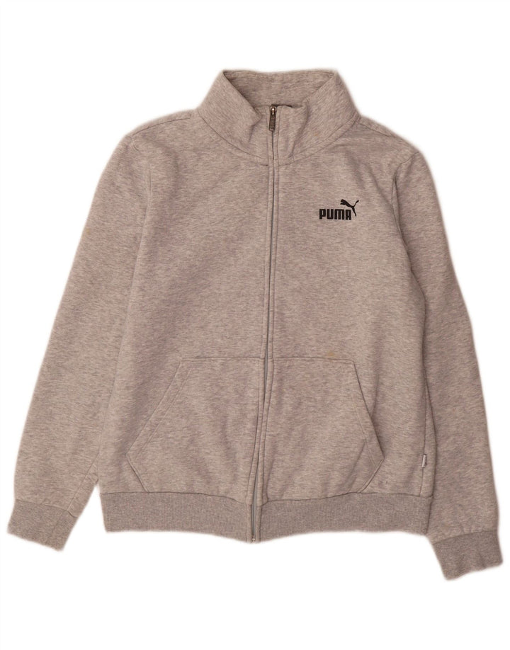 Puma Womens Tracksuit Top Jacket UK 14 Large Grey Cotton