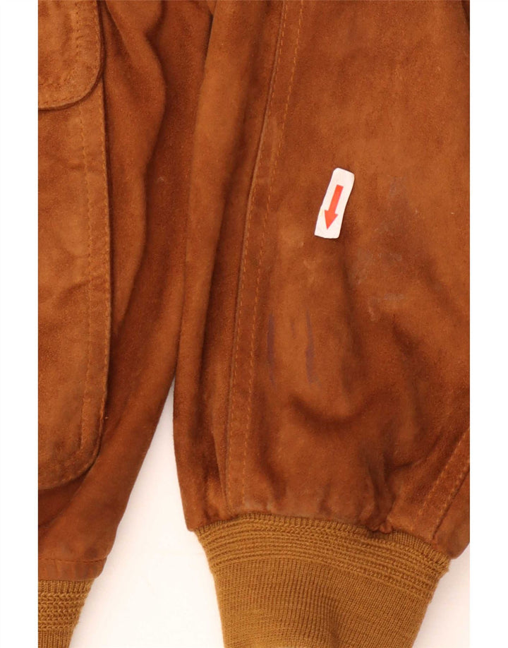 Vintage Mens Suede Bomber Jacket IT 48 Medium Beige