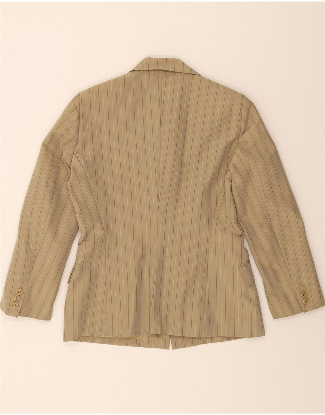 ASPESI Womens 3 Button Blazer Jacket IT 44 Medium Beige Striped Polyester Vintage Aspesi and Second-Hand Aspesi from Messina Hembry 