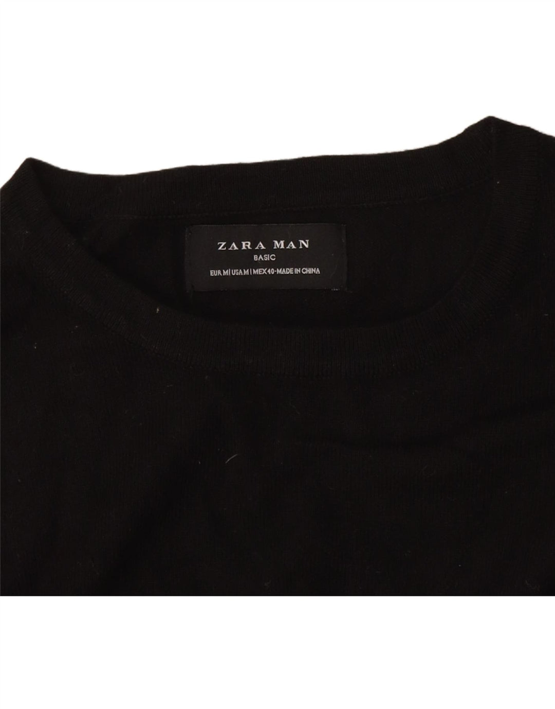 Zara Mens Crew Neck Jumper Sweater Medium Black
