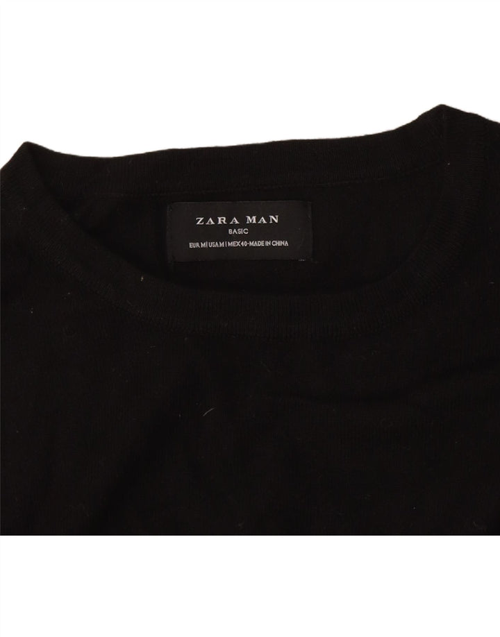 Zara Mens Crew Neck Jumper Sweater Medium Black