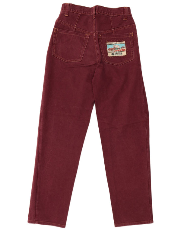 JINGLERS Girls Tapered Jeans 13-14 Years W26 L29 Burgundy Cotton