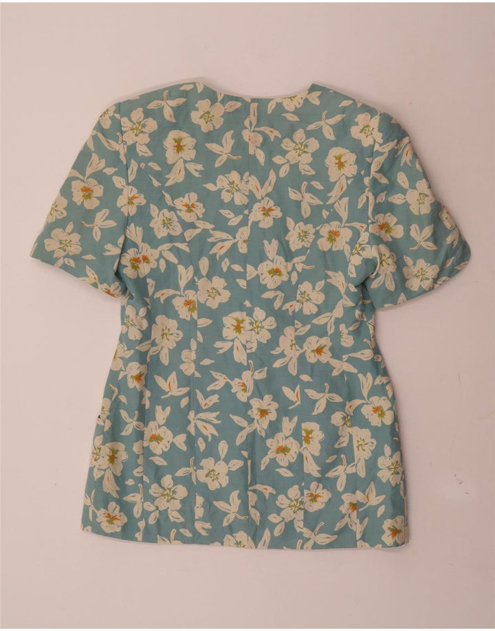 Franco Callegari Womens 4 Button Blazer Jacket UK 12 Medium Blue Floral