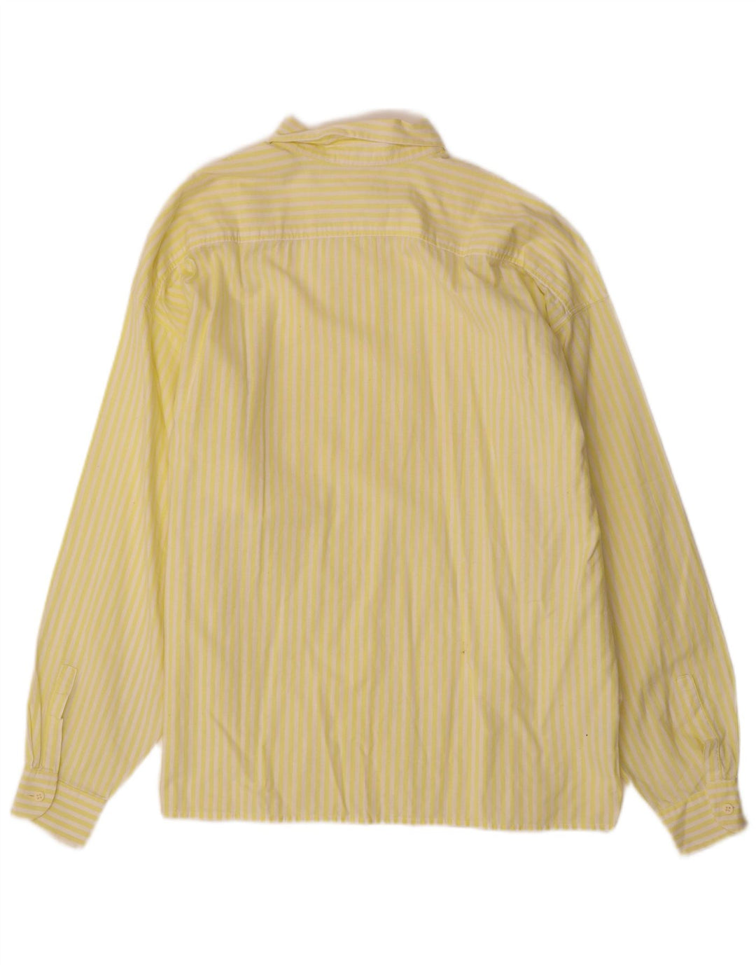 BENETTON Womens Oversized Shirt IT 46 Large Yellow Striped Cotton