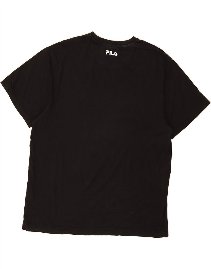 FILA Mens Graphic T-Shirt Top XL Black Vintage Fila and Second-Hand Fila from Messina Hembry 