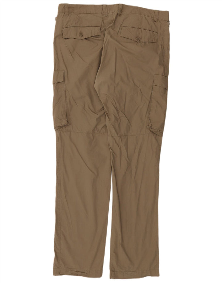 BENETTON Mens Straight Cargo Trousers IT 52 XL W38 L34 Khaki Cotton