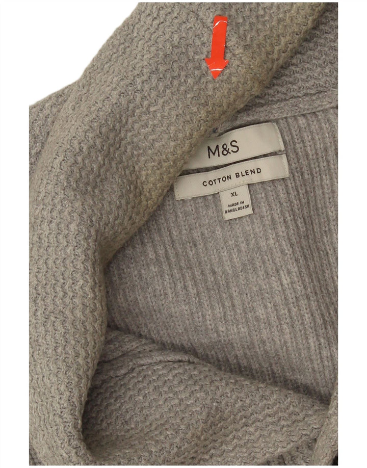 Marks & Spencer Mens Cardigan Sweater XL Grey Cotton