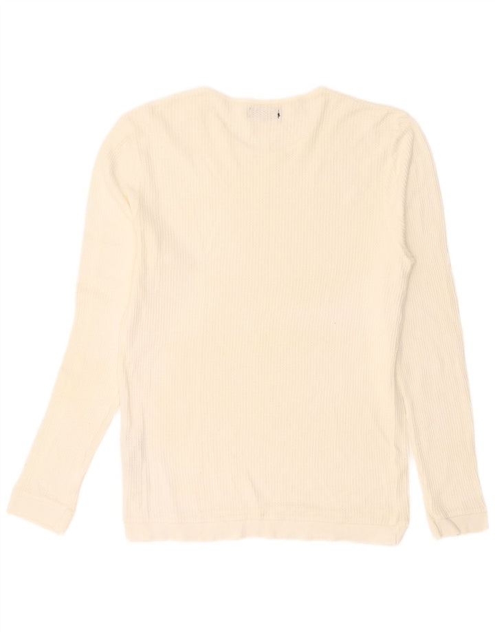Zara Mens Crew Neck Jumper Sweater Medium Off White Cotton