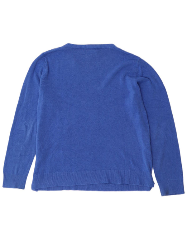 Marks & Spencer Womens Boat Neck Jumper Sweater UK 18 XL Blue Acrylic