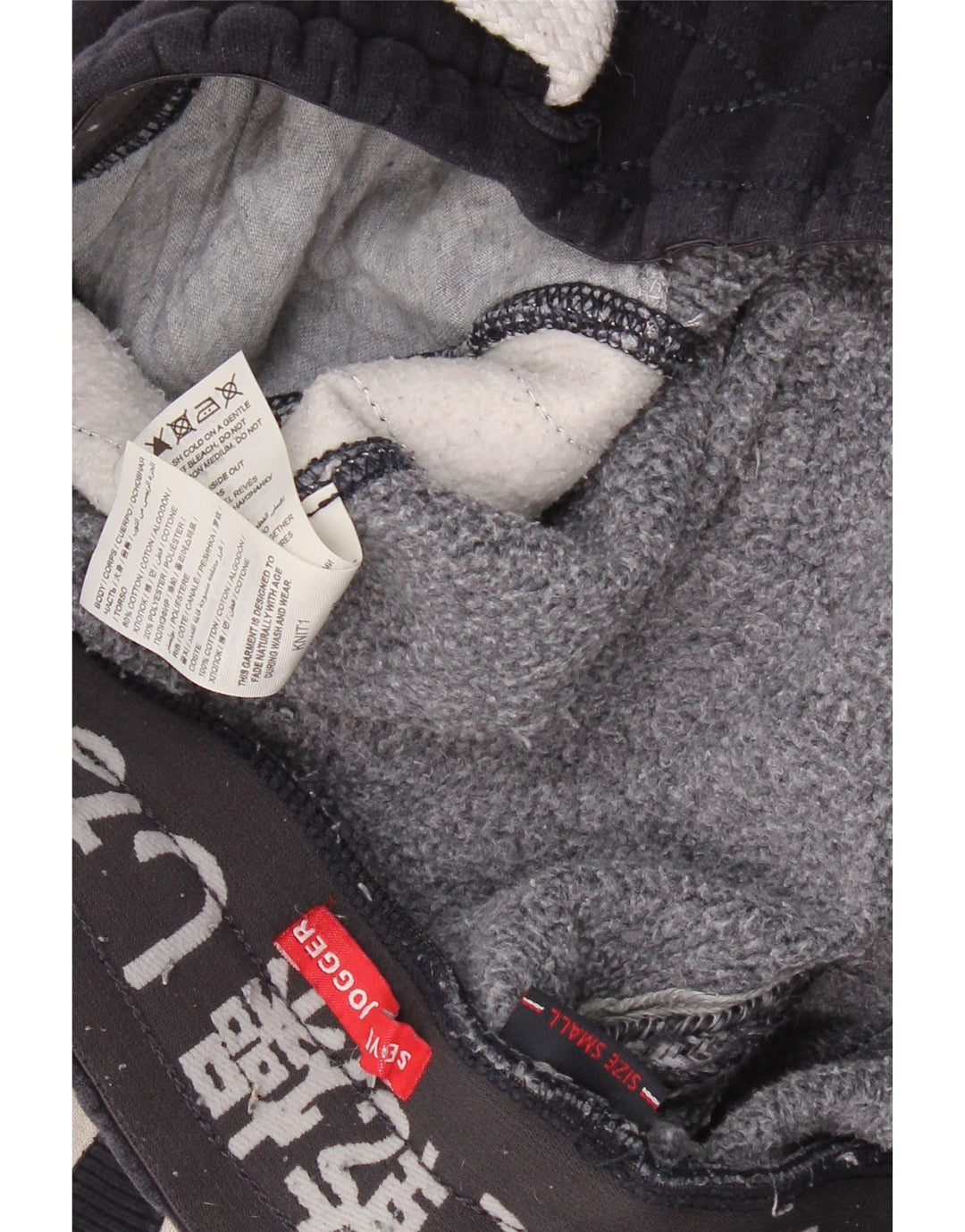 SUPERDRY Mens Graphic Tracksuit Trousers Small Navy Blue Colourblock