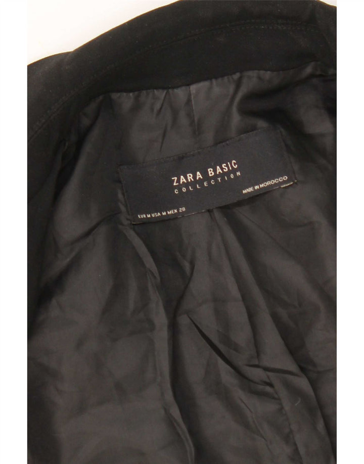 Zara Womens 3/4 Sleeve Open Blazer Jacket UK 14 Medium Black