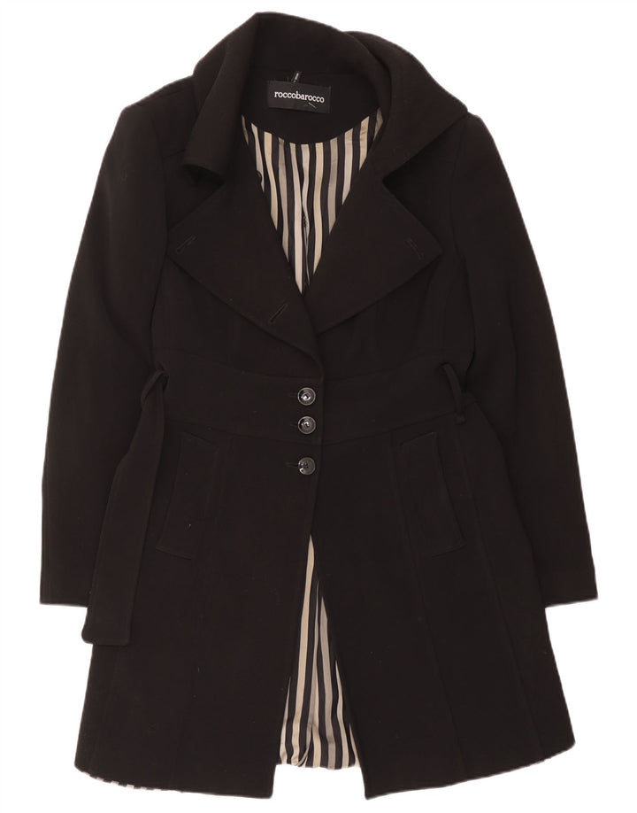 Roccobarocco Womens Overcoat IT 48 XL Black Polyester