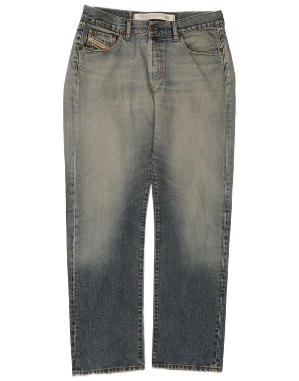 Diesel Mens Distressed Straight Jeans W34 L31 Blue Cotton