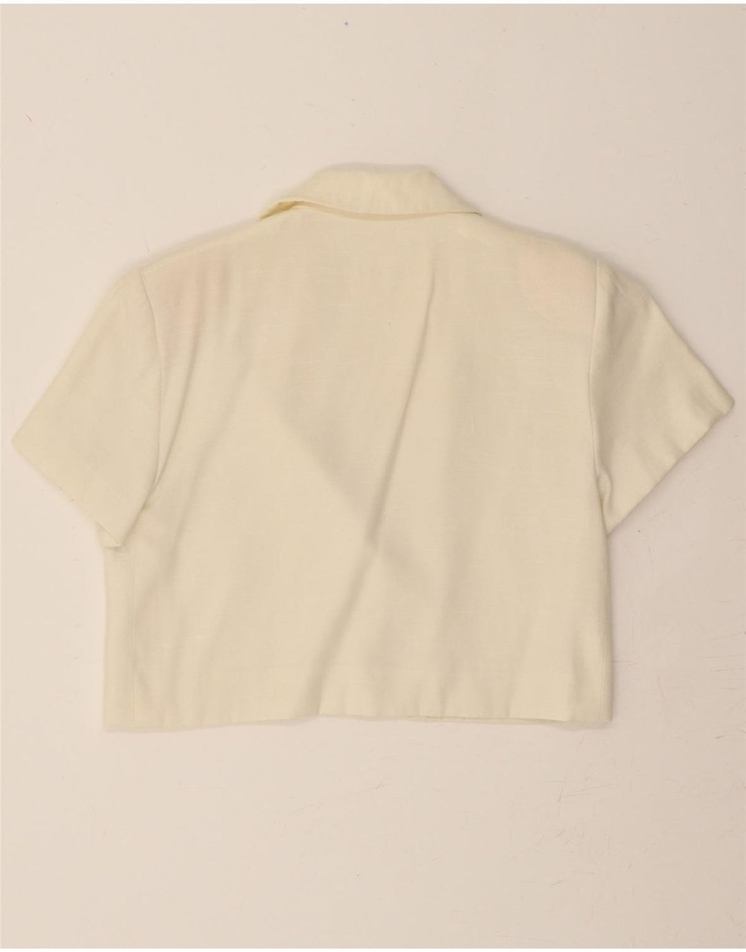 VINTAGE Womens 1 Button Short Sleeve Blazer Jacket UK 14 Medium Off White Vintage Vintage and Second-Hand Vintage from Messina Hembry 