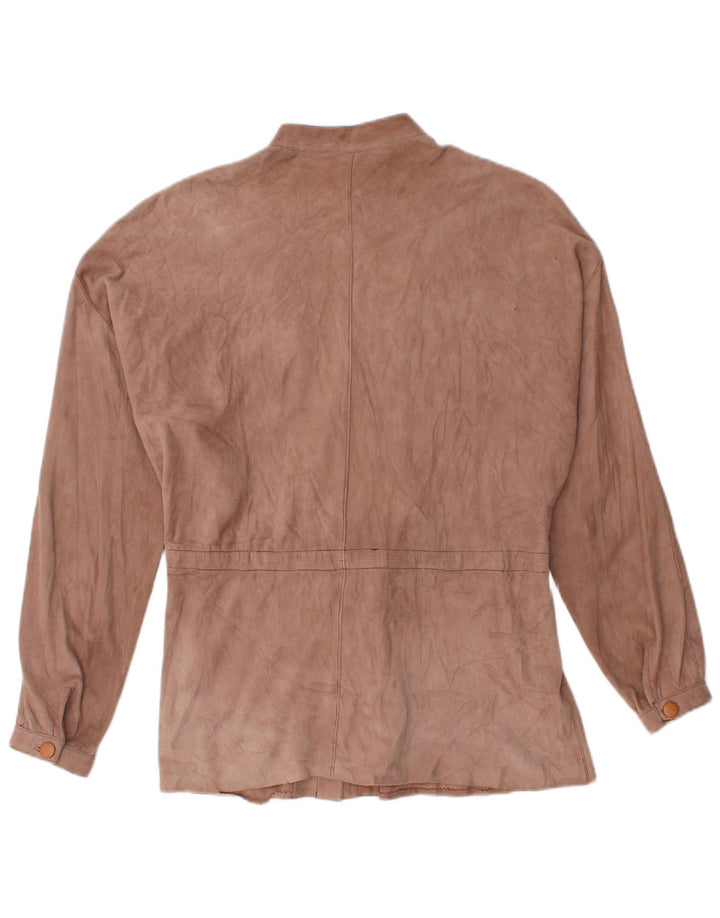 VINTAGE Womens Suede Shirt Blouse EU 44 XL Brown