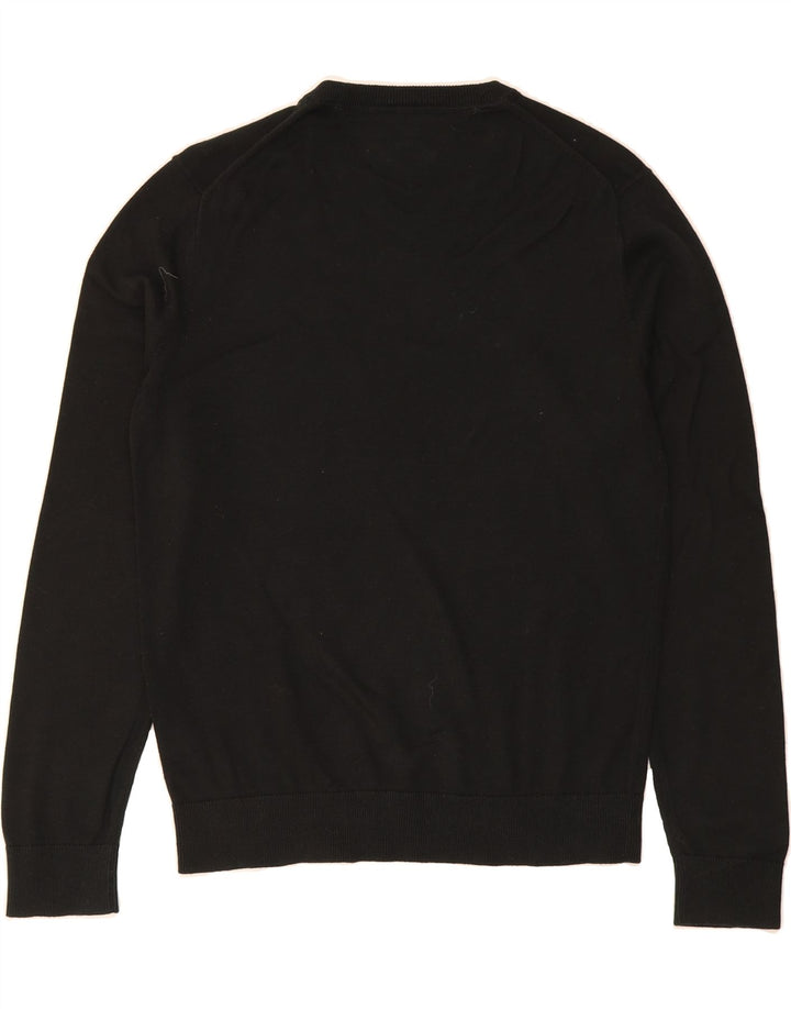 TOMMY HILFIGER Mens V-Neck Jumper Sweater Medium Black Cotton Vintage Tommy Hilfiger and Second-Hand Tommy Hilfiger from Messina Hembry 