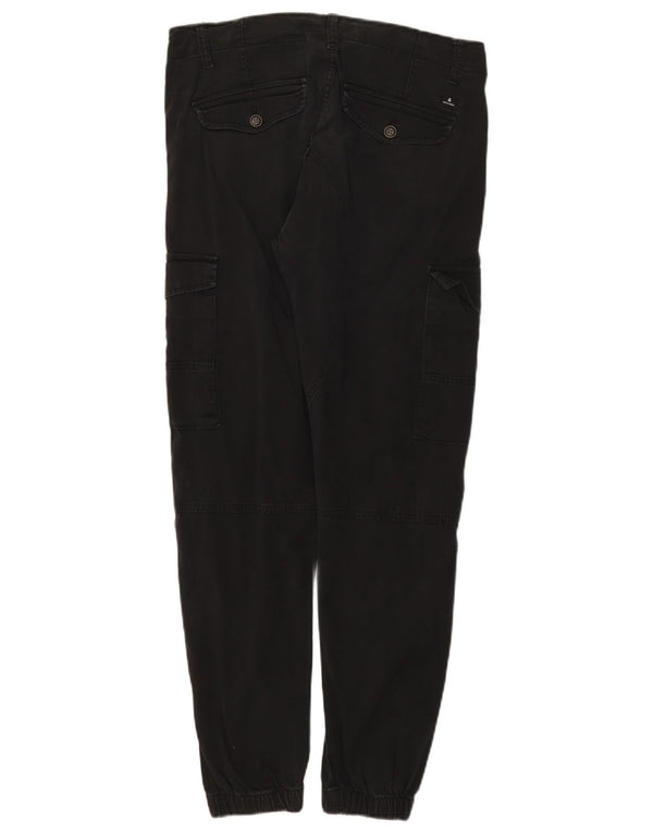 Jack & Jones Mens Paul Tapered Joggers Cargo Trousers W32 L29 Black Cotton