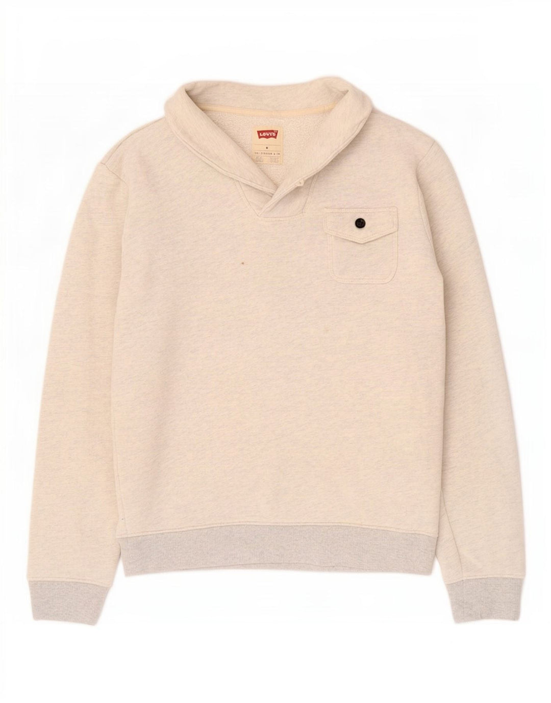 Levi's Mens Shawl Neck Sweatshirt Jumper Medium Grey Flecked Cotton
