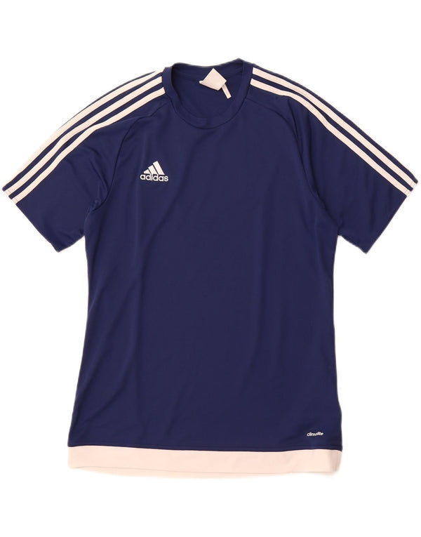 ADIDAS Mens Climalite T-Shirt Top Medium Navy Blue Colourblock Polyester
