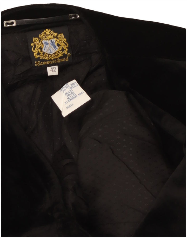 HAMMERSCHMID Womens Velvet 3 Button Blazer Jacket EU 42 Large Black Cotton