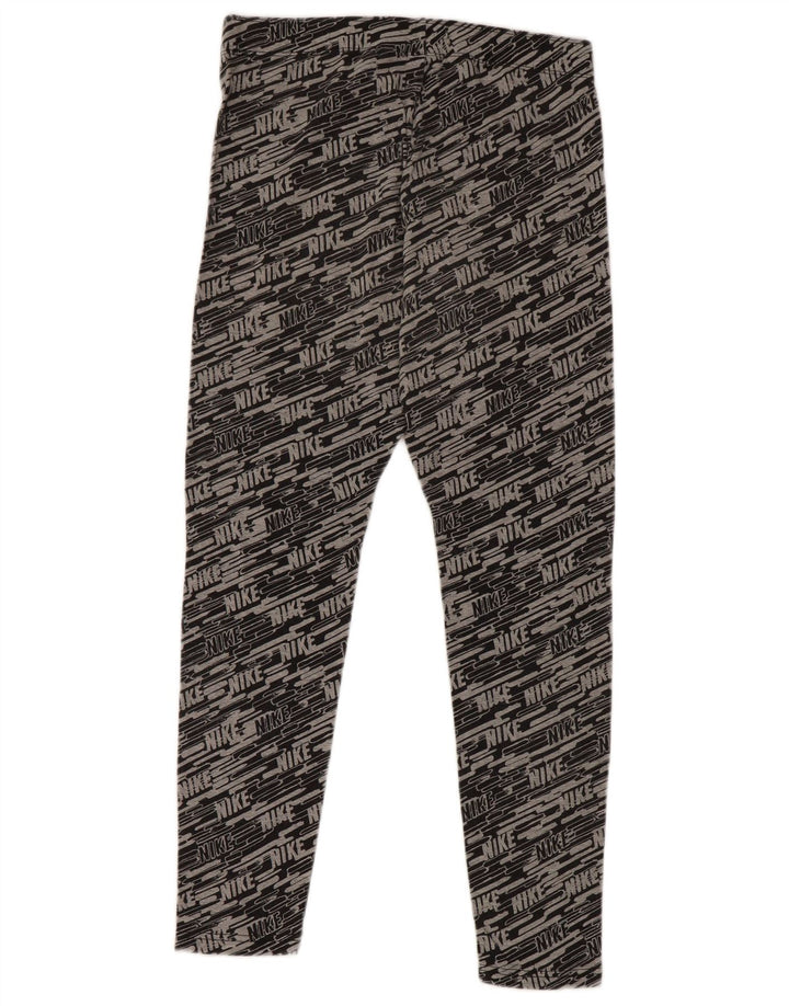 NIKE Womens Graphic Capri Leggings UK 12 Medium  Grey Cotton