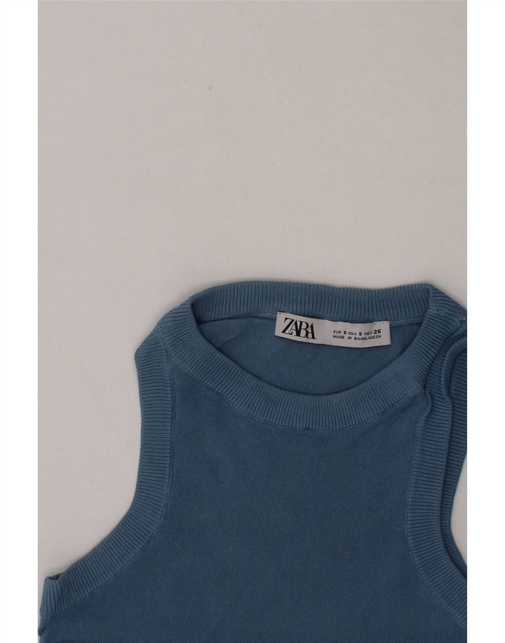 ZARA Womens Vest Top UK 8 Small Blue Viscose Vintage Zara and Second-Hand Zara from Messina Hembry 
