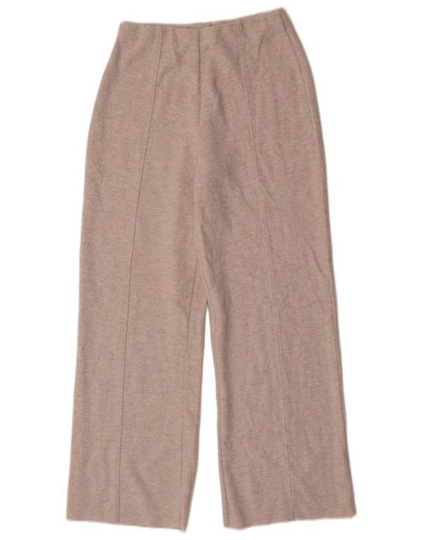 Zara Womens Knit Wide Leg Trousers Small W28 L30 Grey Polyester