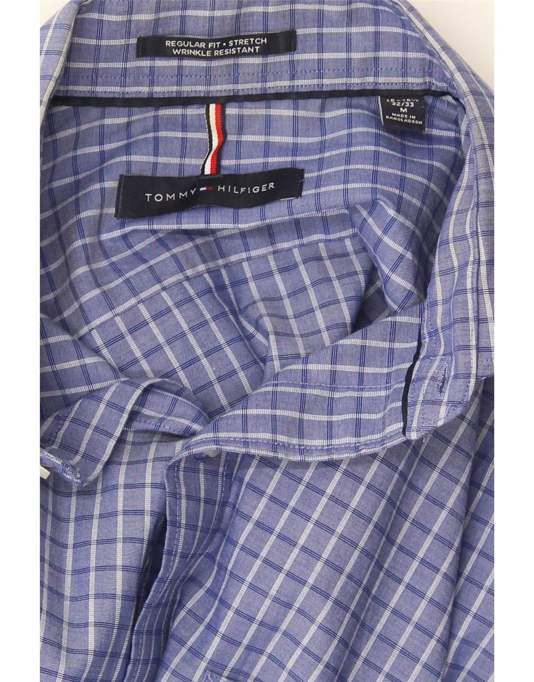 Tommy Hilfiger Mens Regular Fit Shirt Size 15/15 1/2 Medium Blue Check