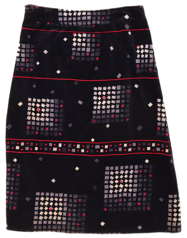 Vintage Womens High Waist A-Line Skirt IT 48 XL W30 Navy Blue Geometric