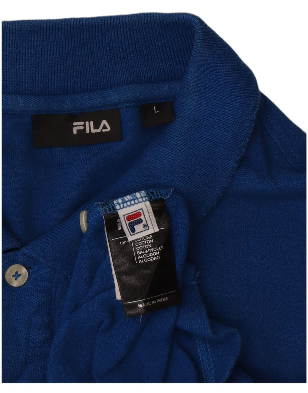 Fila Mens Polo Shirt Large Blue Cotton