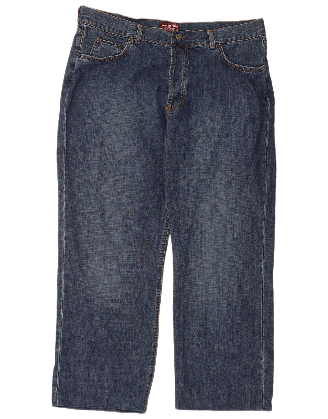 WAMPUM Mens Straight Jeans W36 L27 Blue Cotton