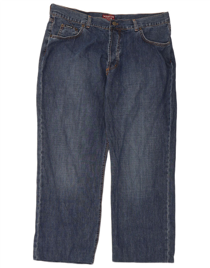 WAMPUM Mens Straight Jeans W36 L27 Blue Cotton