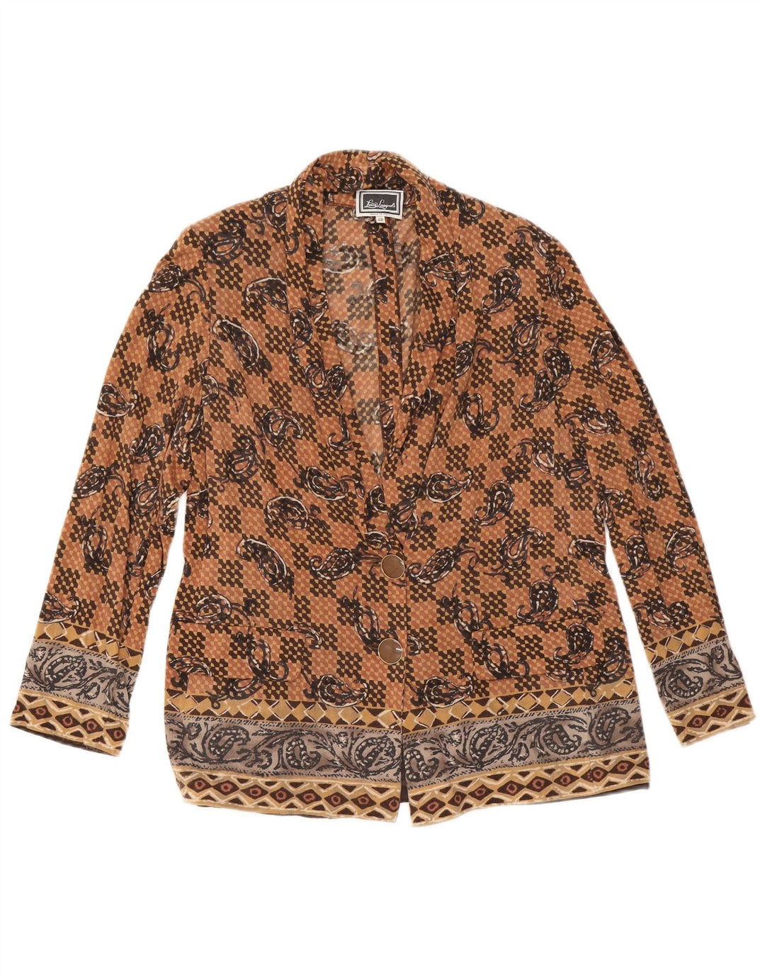 LUISA SPAGNOLI Womens 2 Button Blazer Jacket IT 48 XL Brown Paisley