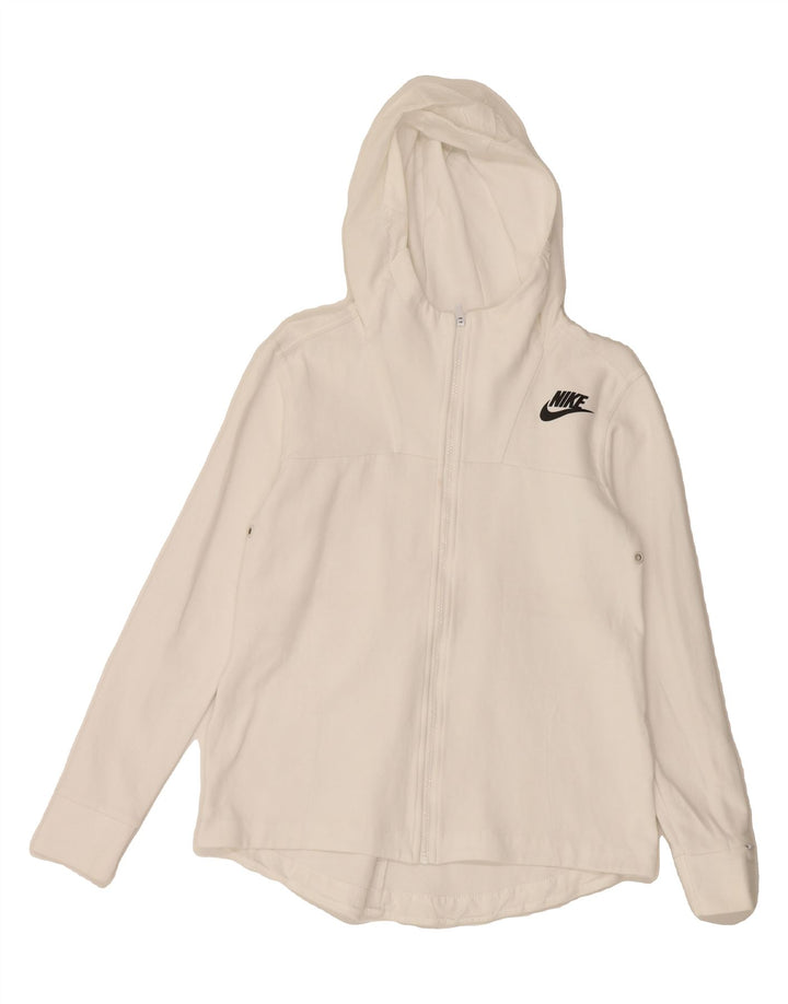 NIKE Womens Zip Hoodie Sweater UK 12 Medium White Vintage Nike and Second-Hand Nike from Messina Hembry 