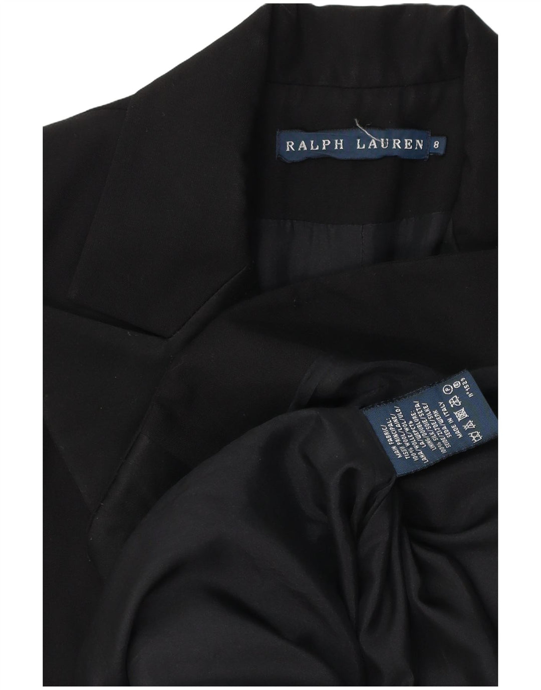 Ralph Lauren Womens 1 Button Blazer Jacket US 8 Medium Black Wool