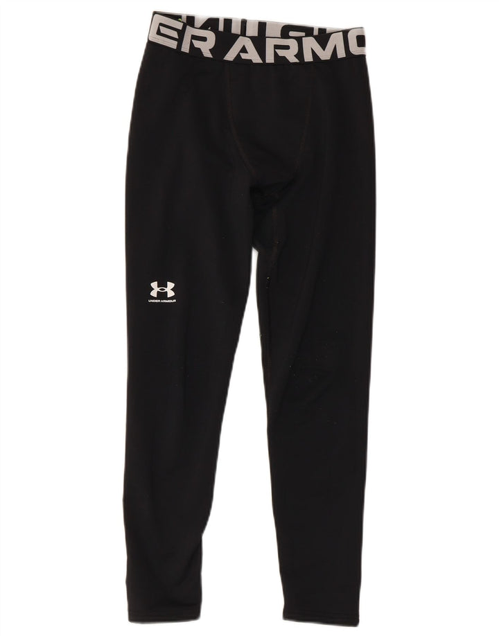UNDER ARMOUR Boys Cold Gear Graphic Leggings 9-10 Years Medium Black
