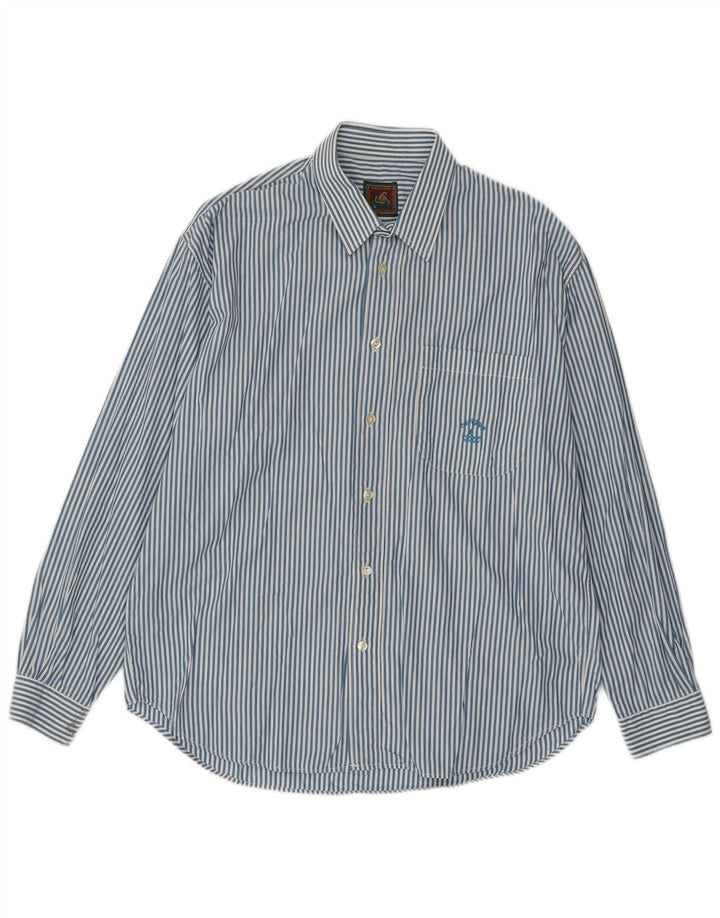 NAVIGARE Mens Shirt Large Blue Pinstripe Cotton