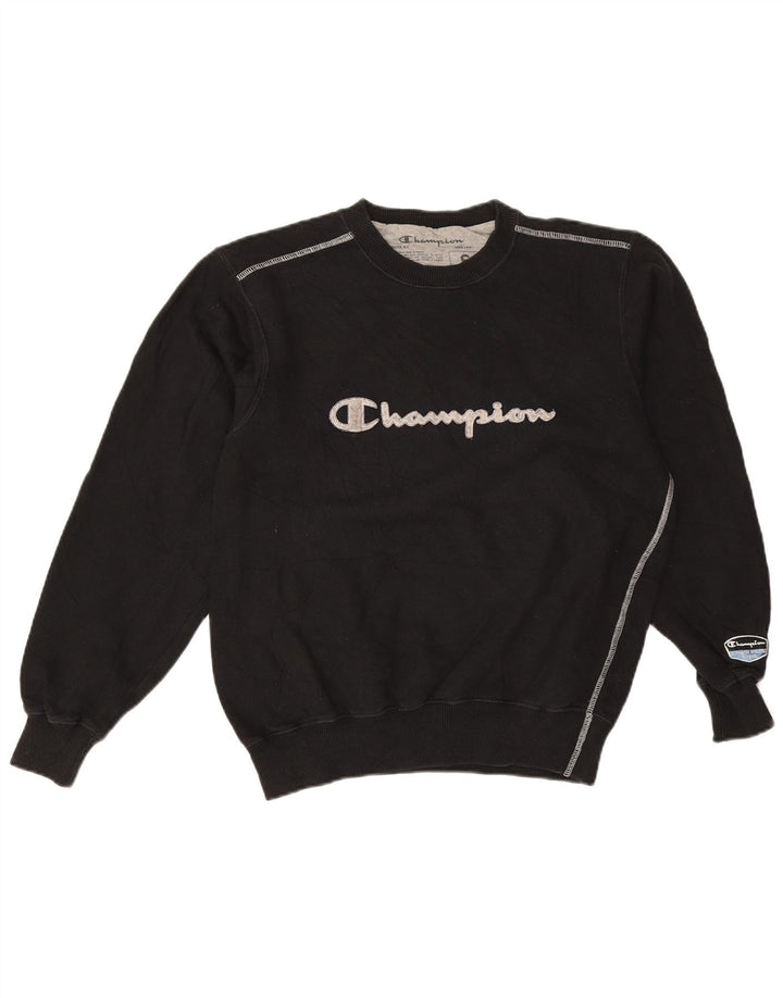 CHAMPION Womens Oversized Graphic Sweatshirt Jumper UK 10 Small Black