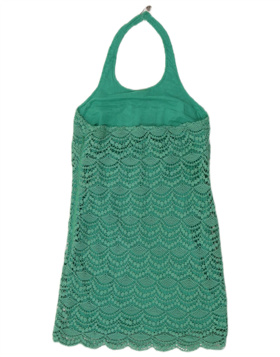GUESS Womens Lace Halter Dress UK 4 XS Green Cotton