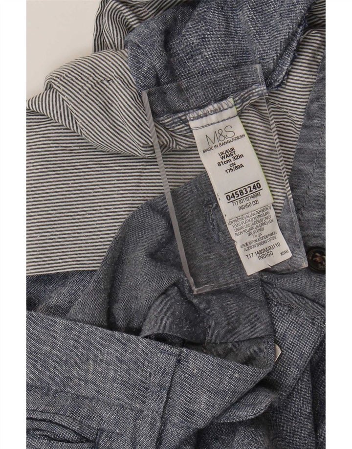 Marks & Spencer Mens Chino Shorts W32 Medium Blue Linen