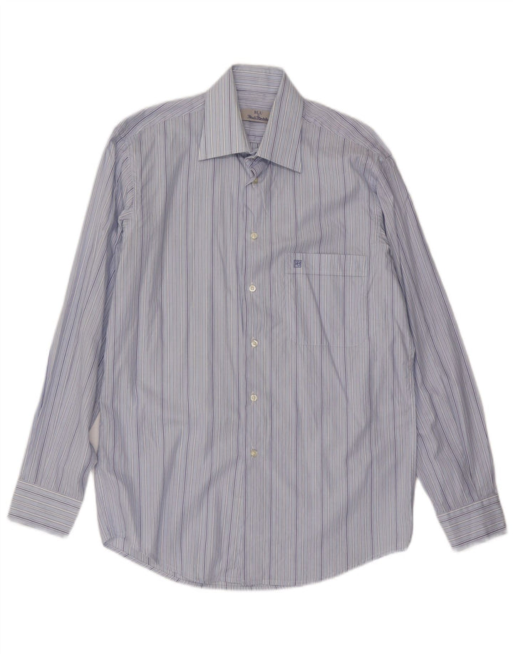 Renato Balestra Mens Shirt Size 39 15 1/2 Medium Blue Striped Cotton