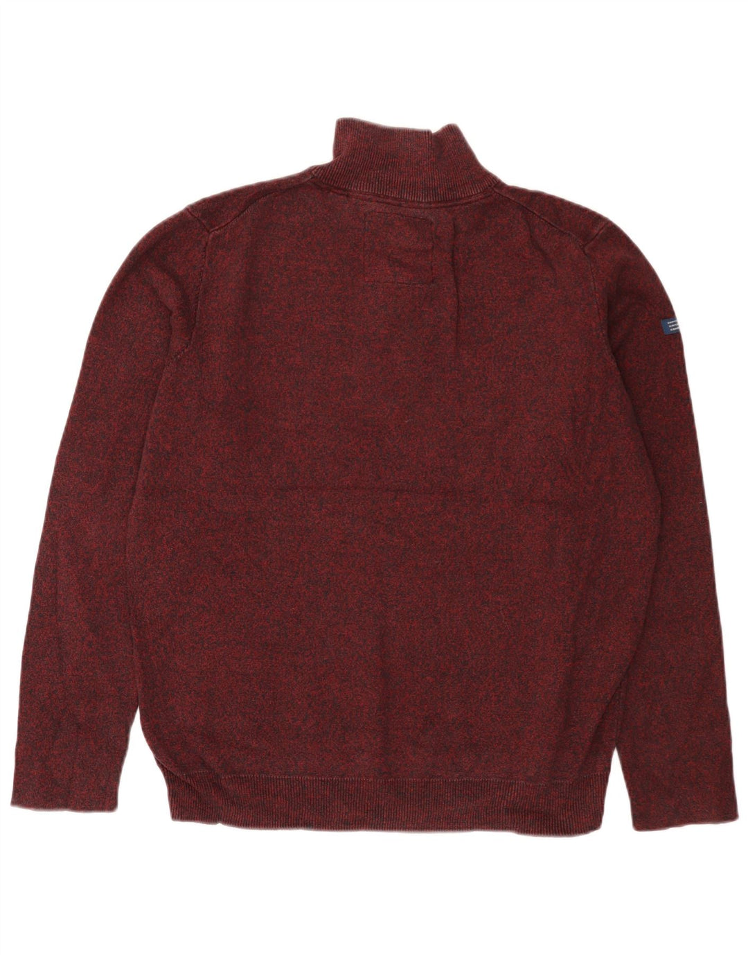 SUPERDRY Womens Zip Neck Jumper Sweater UK 18 XL Burgundy Flecked Cotton