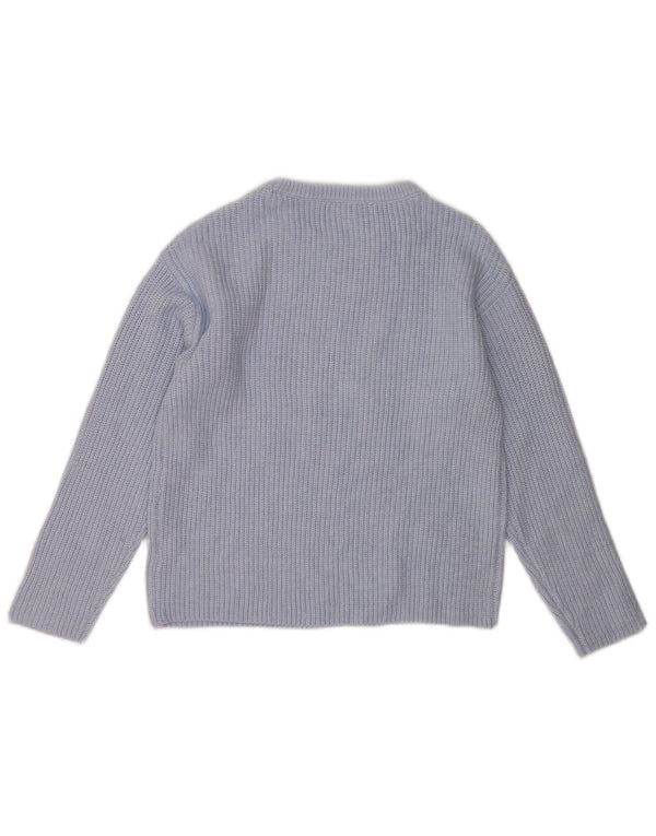 Marks & Spencer Womens Boat Neck Jumper Sweater UK 10 Small Blue Polyester