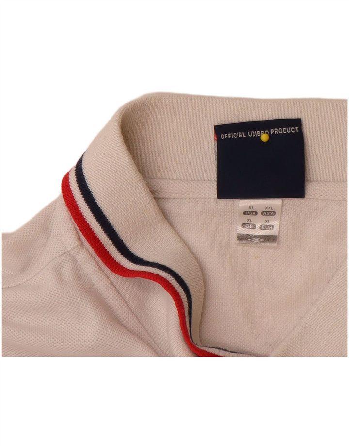 Umbro Mens England Polo Shirt XL White Polyester